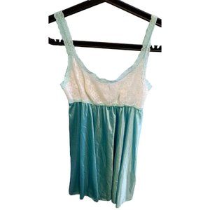 Vintage Vanity Fair Nightgown Slip Dress Blue Size 34/ XS Chemise Lace Babydoll